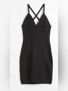 H&M Black Strappy Knit Mini Dress